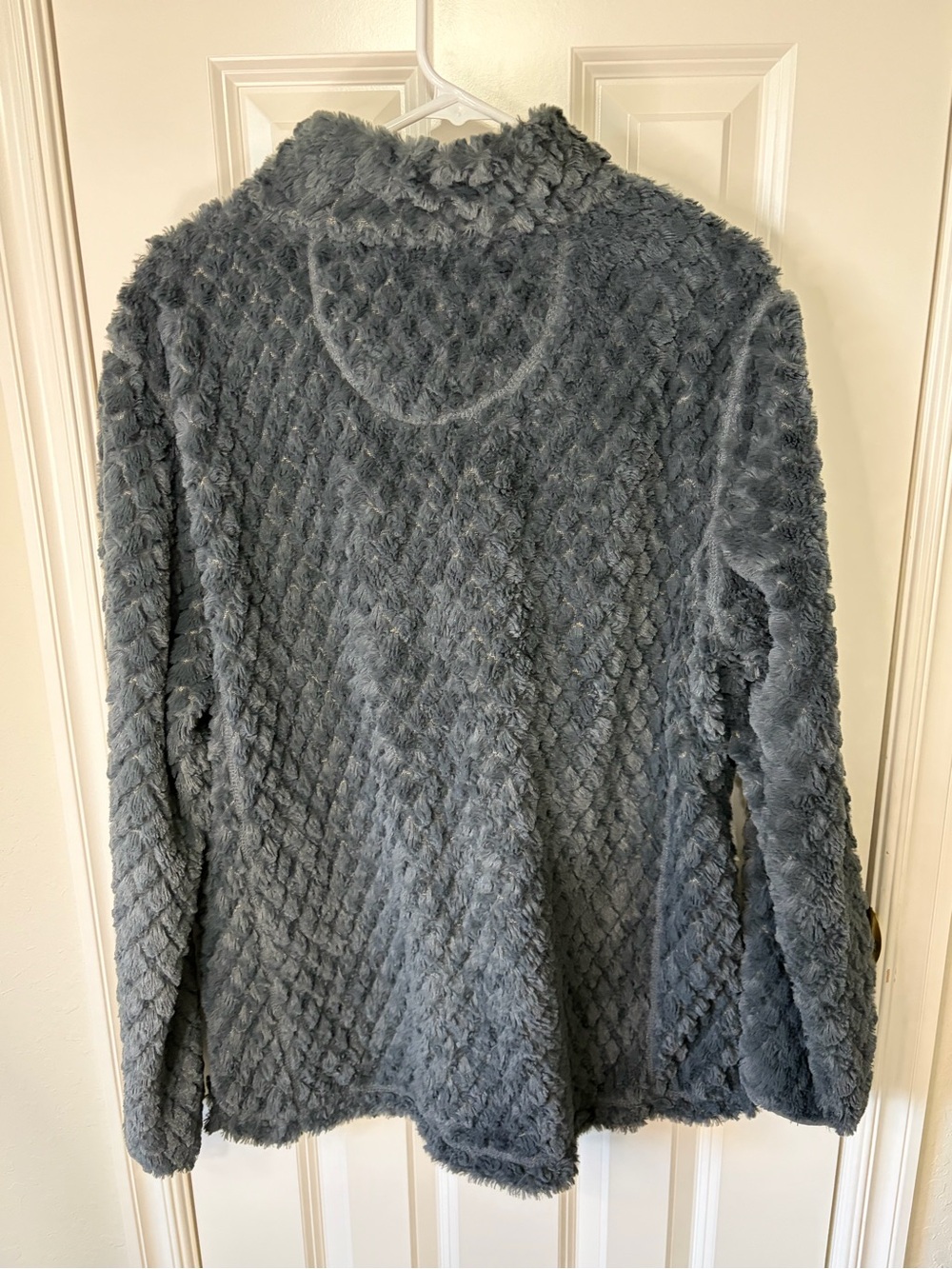 Simply Southern Plush Sherpa Quarter-Zip Jacket - Gray with Cream Lining - Picture 2 of 8